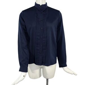 Navy Polyester St Michael (Marks and Spencer) Blouse Made in the U.K